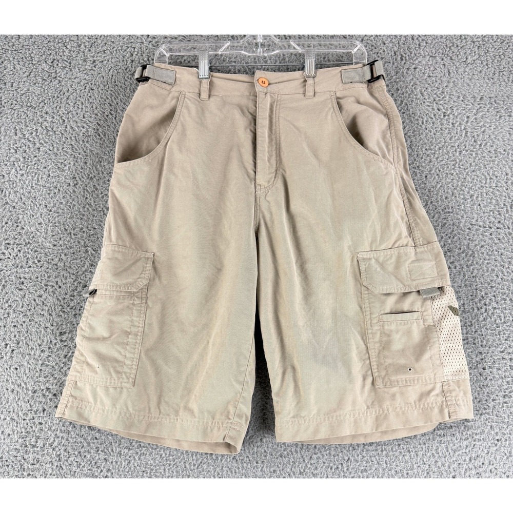 Vintage Rusty Cargo Board Shorts Men 31 Khaki Cotton Nylon Utility Surf Skate
